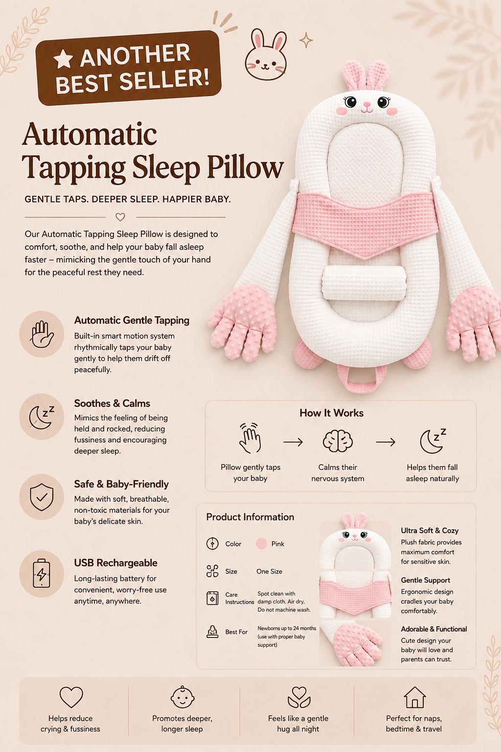 Automatic Tapping Bunny Pillow